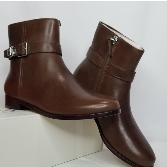 Ralph Lauren Women's Brooke Burnished Leather Bootie Size 5.5 Dark  Mahogany NWT - Picture 1 of 9